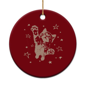 90s Y2k Cat Jumping Stars 2000s Grunge Vintage Graphic Ceramic Ornament TS11 1pc Red Print Your Wear