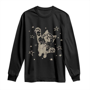 90s Y2k Cat Jumping Stars 2000s Grunge Vintage Graphic Long Sleeve Shirt TS11 Black Print Your Wear