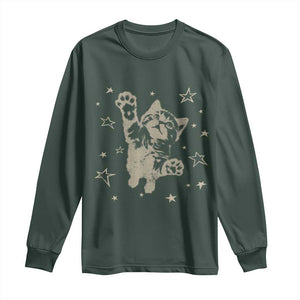 90s Y2k Cat Jumping Stars 2000s Grunge Vintage Graphic Long Sleeve Shirt TS11 Dark Forest Green Print Your Wear