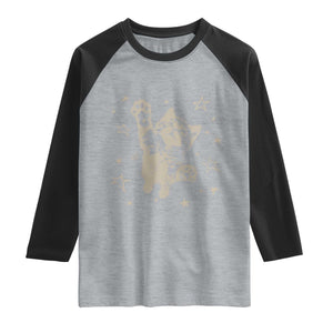 90s Y2k Cat Jumping Stars 2000s Grunge Vintage Graphic Raglan Shirt TS11 Heather Gray Black Print Your Wear