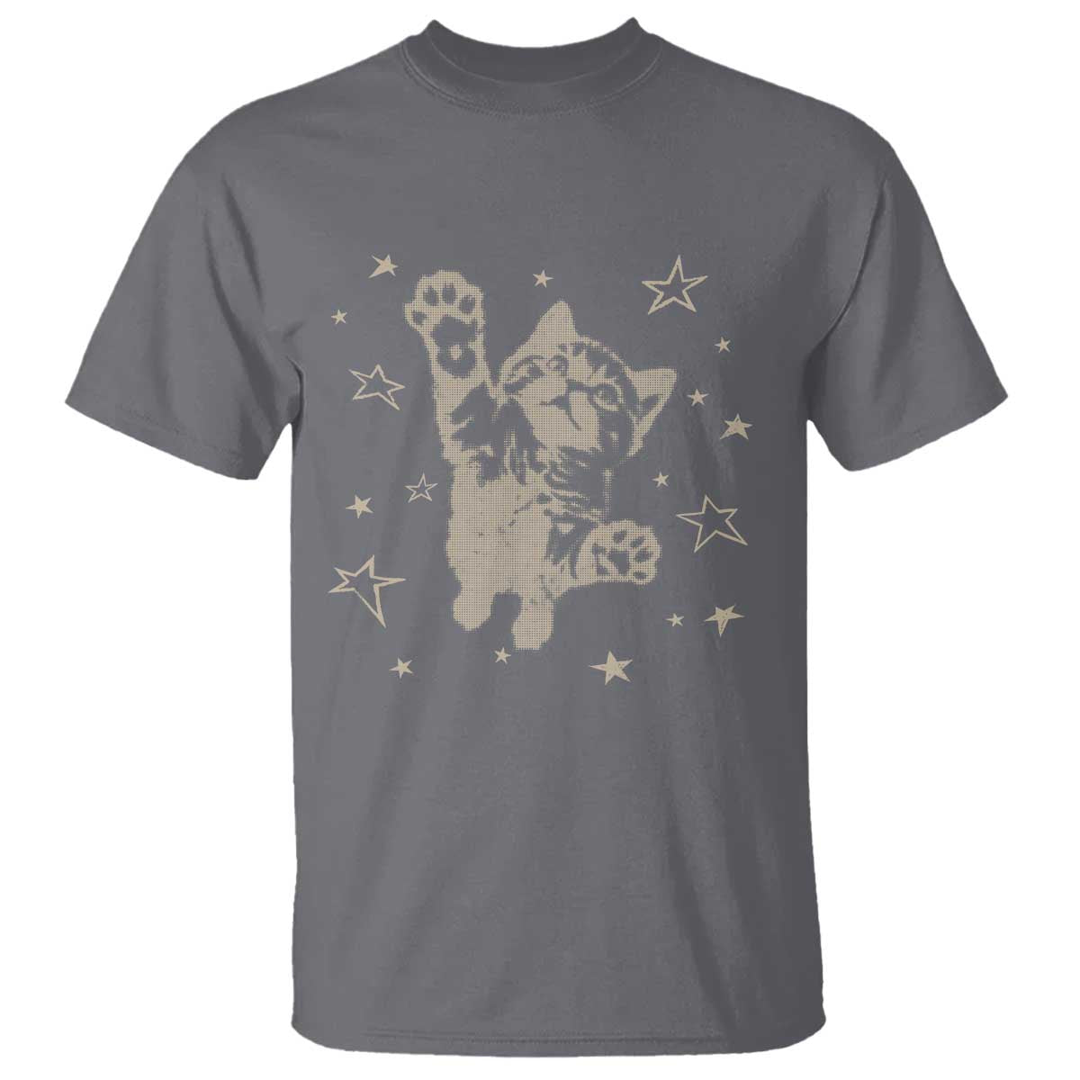 90s Y2k Cat Jumping Stars 2000s Grunge Vintage Graphic T Shirt TS11 Charcoal Print Your Wear