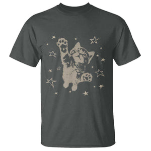 90s Y2k Cat Jumping Stars 2000s Grunge Vintage Graphic T Shirt TS11 Dark Heather Print Your Wear