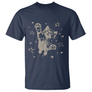 90s Y2k Cat Jumping Stars 2000s Grunge Vintage Graphic T Shirt TS11 Navy Print Your Wear