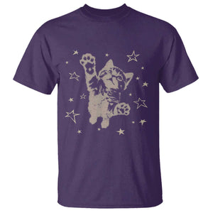 90s Y2k Cat Jumping Stars 2000s Grunge Vintage Graphic T Shirt TS11 Purple Print Your Wear