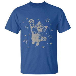 90s Y2k Cat Jumping Stars 2000s Grunge Vintage Graphic T Shirt TS11 Royal Blue Print Your Wear
