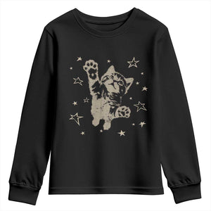 90s Y2k Cat Jumping Stars 2000s Grunge Vintage Graphic Youth Sweatshirt TS11 Black Print Your Wear
