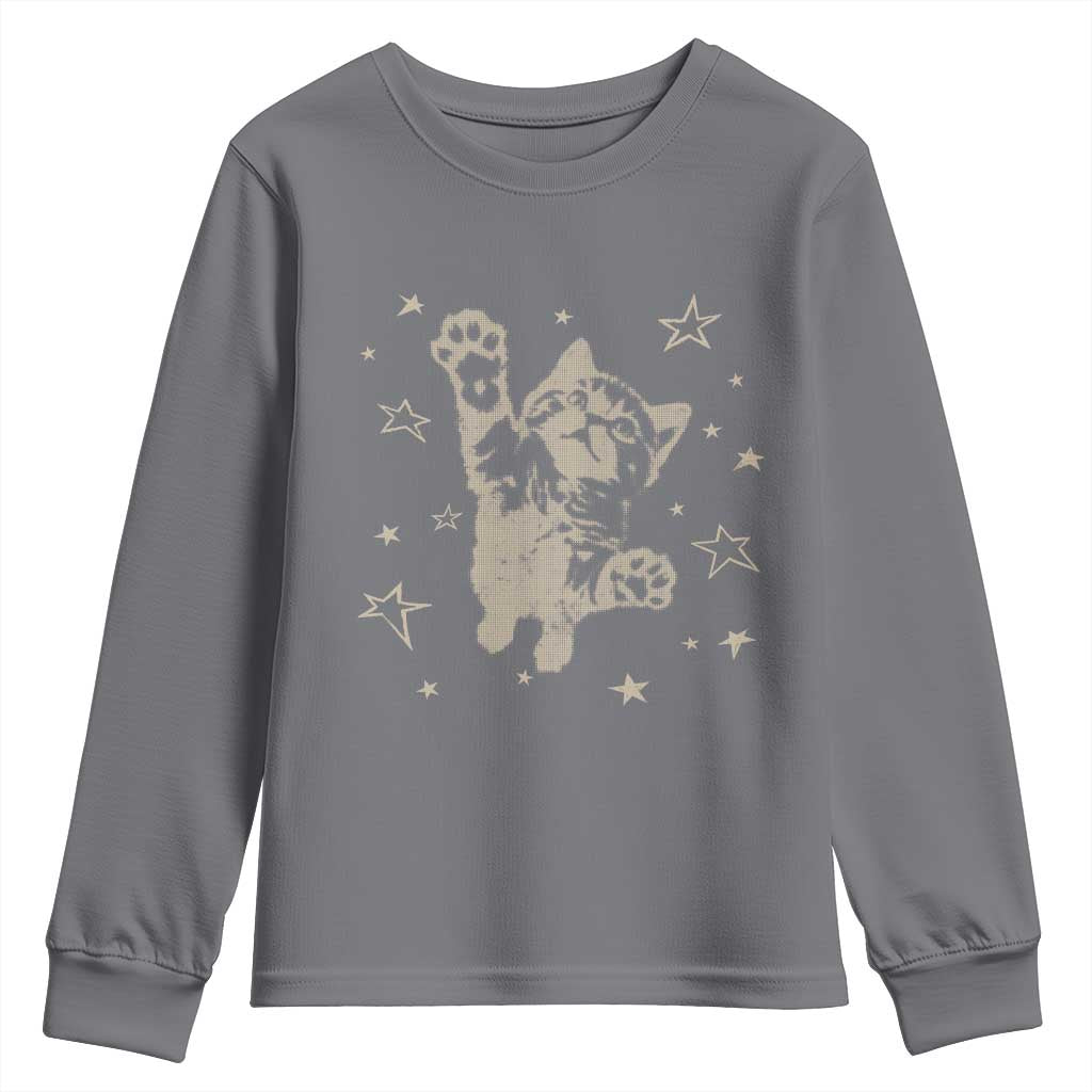 90s Y2k Cat Jumping Stars 2000s Grunge Vintage Graphic Youth Sweatshirt TS11 Charcoal Print Your Wear