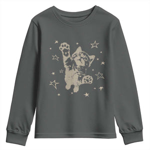 90s Y2k Cat Jumping Stars 2000s Grunge Vintage Graphic Youth Sweatshirt TS11 Dark Heather Print Your Wear