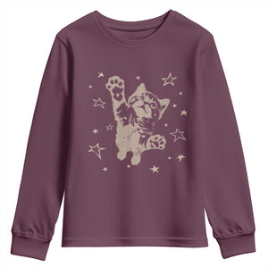 90s Y2k Cat Jumping Stars 2000s Grunge Vintage Graphic Youth Sweatshirt TS11 Maroon Print Your Wear