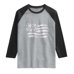Y2k American Flag 90s 2000s Grunge Vintage Graphic Raglan Shirt TS11 Heather Gray Black Print Your Wear