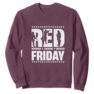 Red Friday Sweatshirt RED Remember Everyone Deployed Military Star TS11 Maroon Print Your Wear