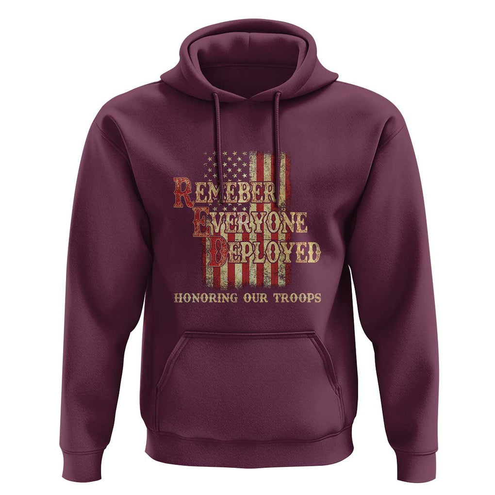 Red Friday Hoodie RED Remember Everyone Deployed Honoring Our Troops Military Vintage USA Flag TS11 Maroon Print Your Wear
