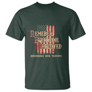 Red Friday T Shirt RED Remember Everyone Deployed Honoring Our Troops Military Vintage USA Flag TS11 Dark Forest Green Print Your Wear