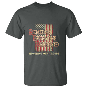 Red Friday T Shirt RED Remember Everyone Deployed Honoring Our Troops Military Vintage USA Flag TS11 Dark Heather Print Your Wear