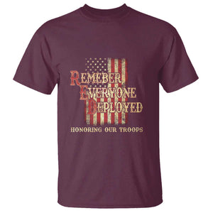 Red Friday T Shirt RED Remember Everyone Deployed Honoring Our Troops Military Vintage USA Flag TS11 Maroon Print Your Wear