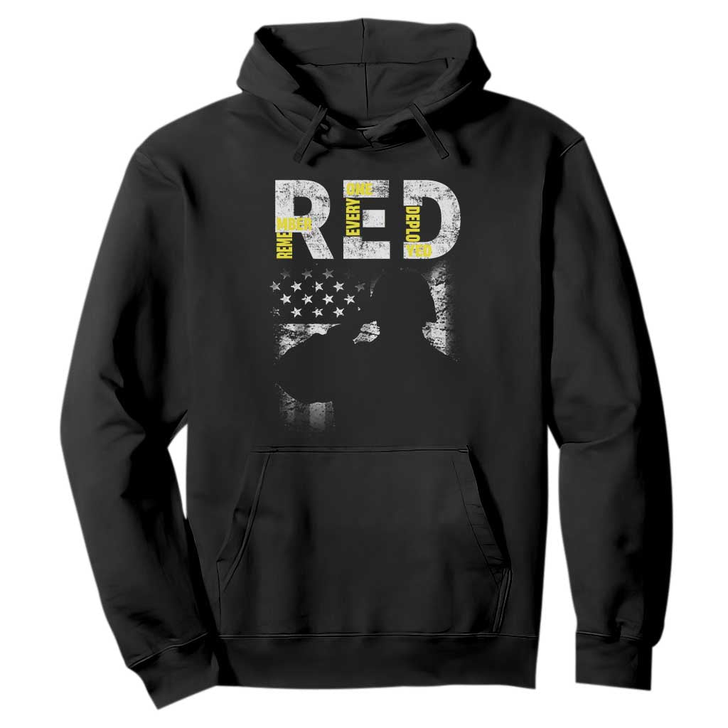 RED Friday Hoodie Remember Everyone Deployed Vintage American Flag Military Veterans TS11 Black Print Your Wear