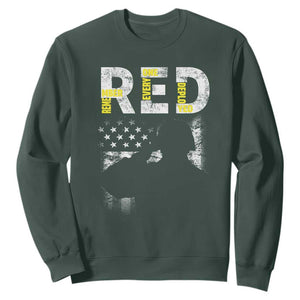 RED Friday Sweatshirt Remember Everyone Deployed Vintage American Flag Military Veterans TS11 Dark Forest Green Print Your Wear