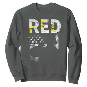 RED Friday Sweatshirt Remember Everyone Deployed Vintage American Flag Military Veterans TS11 Dark Heather Print Your Wear