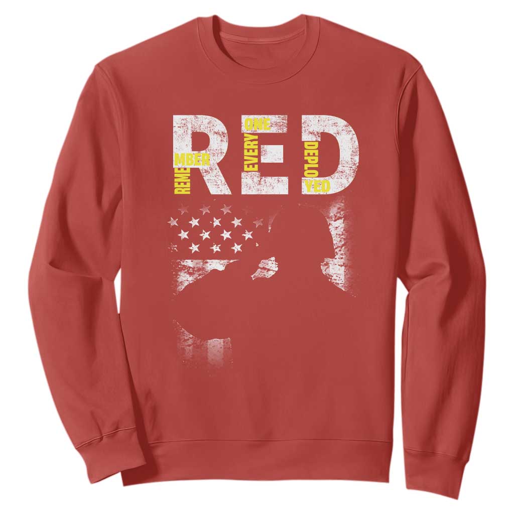 RED Friday Sweatshirt Remember Everyone Deployed Vintage American Flag Military Veterans TS11 Red Print Your Wear