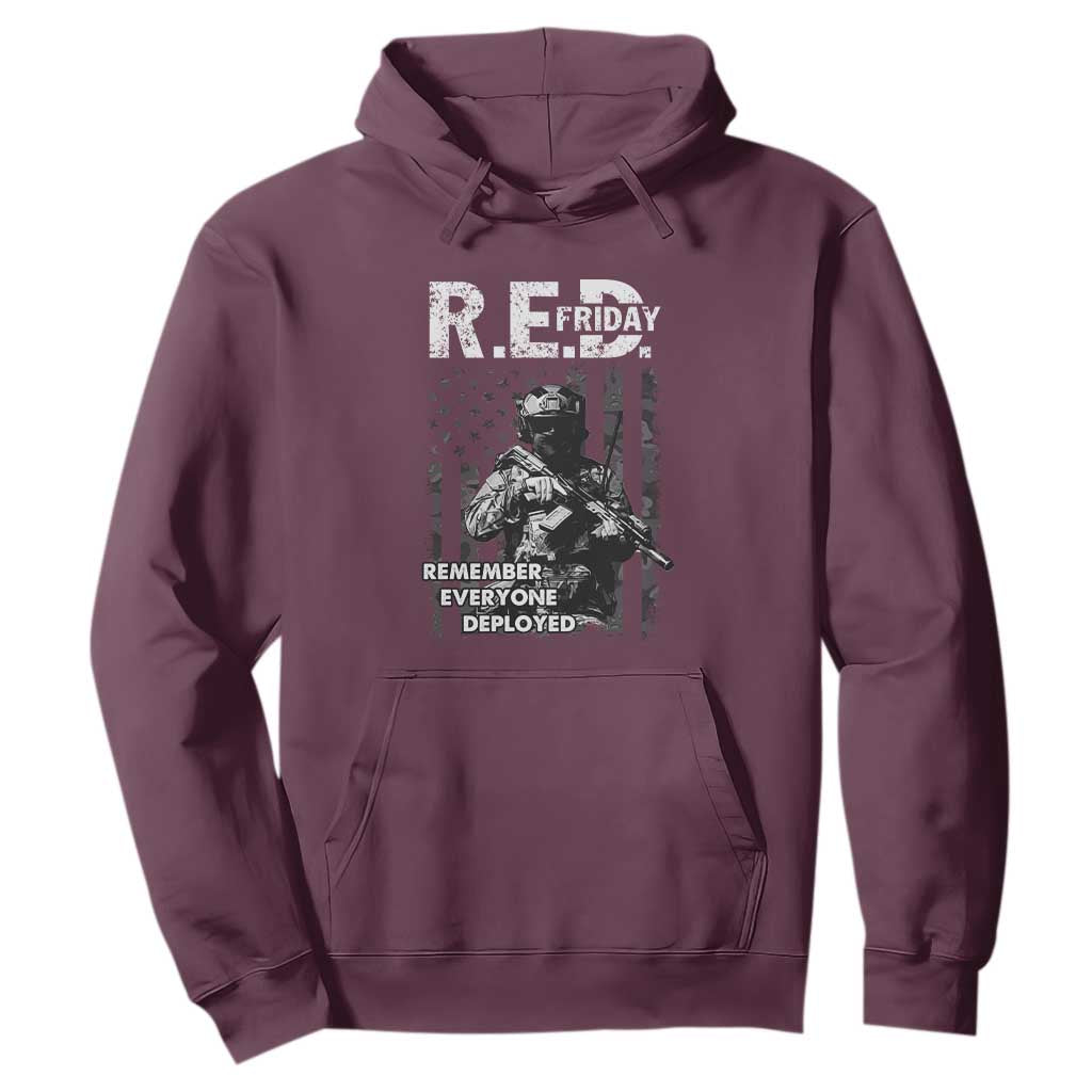 RED Friday Hoodie Remember Everyone Deployed Vintage American Flag Military Patriotic TS11 Maroon Print Your Wear