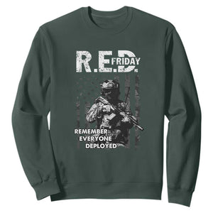 RED Friday Sweatshirt Remember Everyone Deployed Vintage American Flag Military Patriotic TS11 Dark Forest Green Print Your Wear