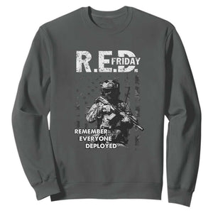 RED Friday Sweatshirt Remember Everyone Deployed Vintage American Flag Military Patriotic TS11 Dark Heather Print Your Wear