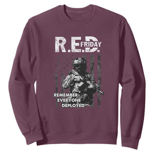 RED Friday Sweatshirt Remember Everyone Deployed Vintage American Flag Military Patriotic TS11 Maroon Print Your Wear