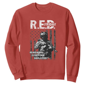 RED Friday Sweatshirt Remember Everyone Deployed Vintage American Flag Military Patriotic TS11 Red Print Your Wear