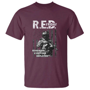 RED Friday T Shirt Remember Everyone Deployed Vintage American Flag Military Patriotic TS11 Maroon Print Your Wear