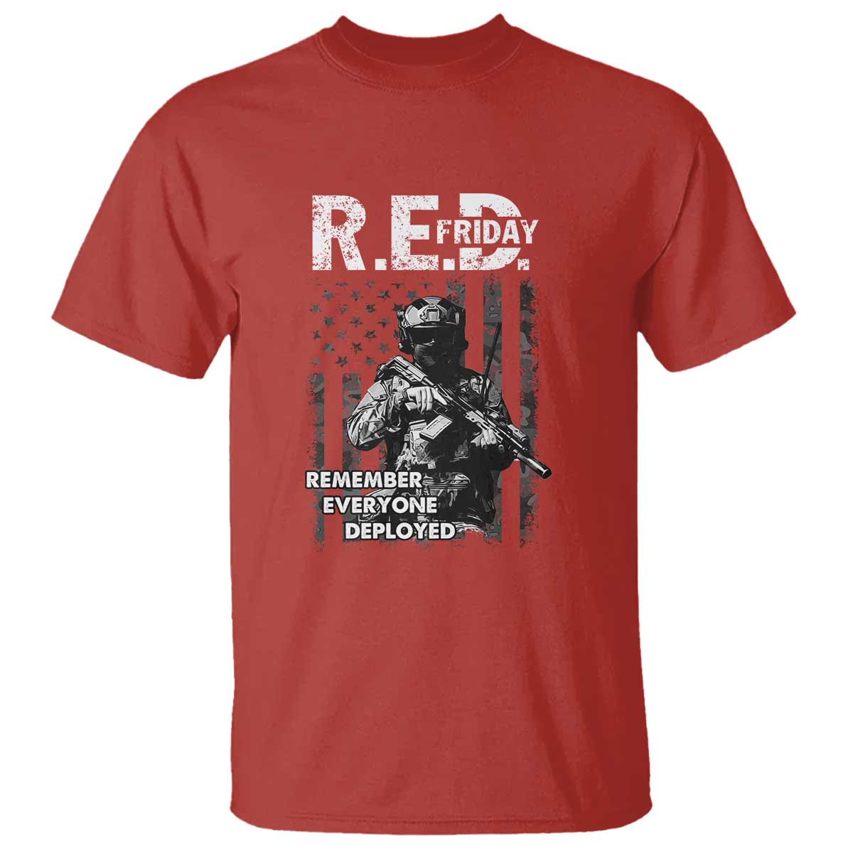 RED Friday T Shirt Remember Everyone Deployed Vintage American Flag Military Patriotic TS11 Red Print Your Wear