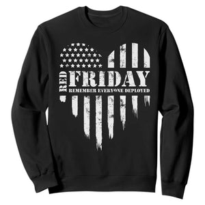 Red Friday Sweatshirt Remember Everyone Deployed Vintage American Flag Military Veterans Heart TS11 Black Print Your Wear