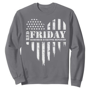 Red Friday Sweatshirt Remember Everyone Deployed Vintage American Flag Military Veterans Heart TS11 Charcoal Print Your Wear