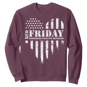 Red Friday Sweatshirt Remember Everyone Deployed Vintage American Flag Military Veterans Heart TS11 Maroon Print Your Wear