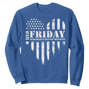 Red Friday Sweatshirt Remember Everyone Deployed Vintage American Flag Military Veterans Heart TS11 Royal Blue Print Your Wear