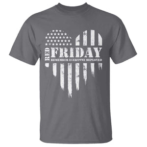 Red Friday T Shirt Remember Everyone Deployed Vintage American Flag Military Veterans Heart TS11 Charcoal Print Your Wear