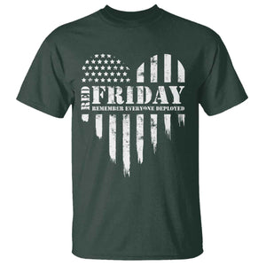 Red Friday T Shirt Remember Everyone Deployed Vintage American Flag Military Veterans Heart TS11 Dark Forest Green Print Your Wear