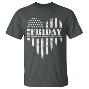 Red Friday T Shirt Remember Everyone Deployed Vintage American Flag Military Veterans Heart TS11 Dark Heather Print Your Wear