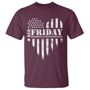 Red Friday T Shirt Remember Everyone Deployed Vintage American Flag Military Veterans Heart TS11 Maroon Print Your Wear