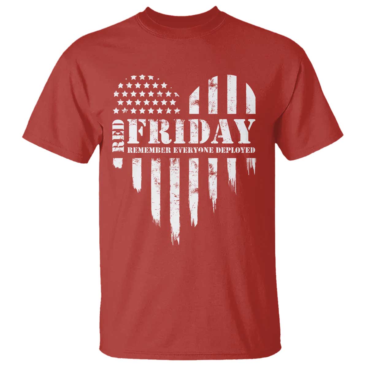 Red Friday T Shirt Remember Everyone Deployed Vintage American Flag Military Veterans Heart TS11 Red Print Your Wear