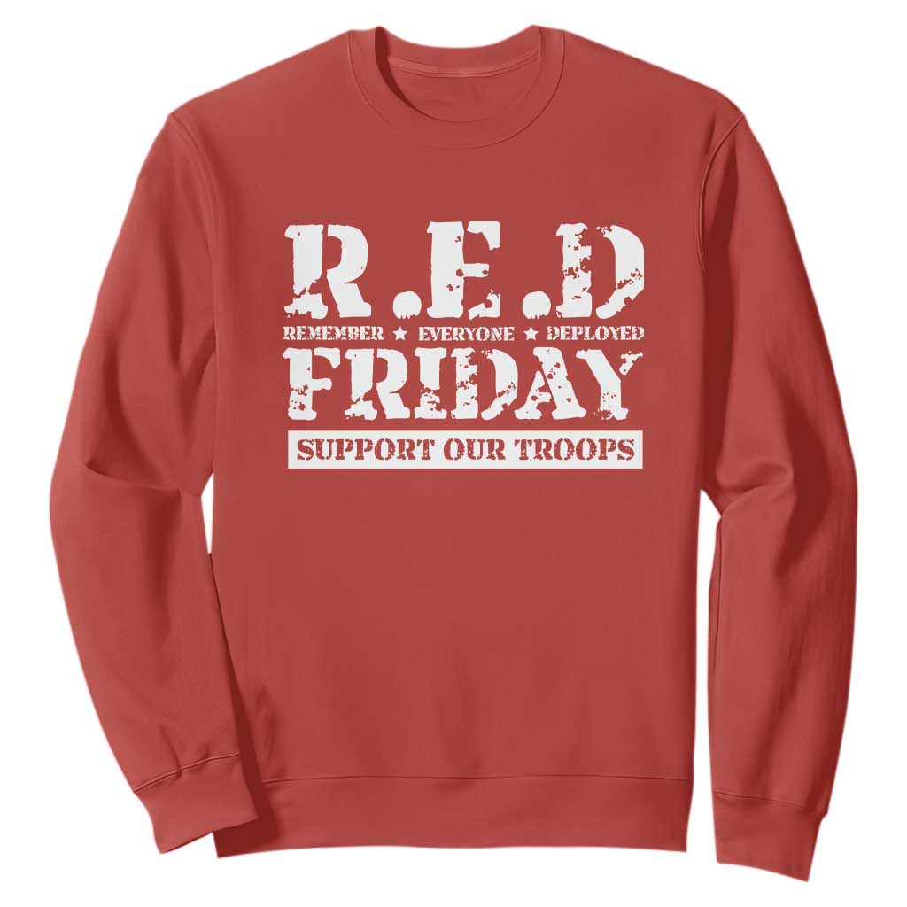 RED Friday Sweatshirt Remember Everyone Deployed Support Our Troops Military TS11 Red Print Your Wear