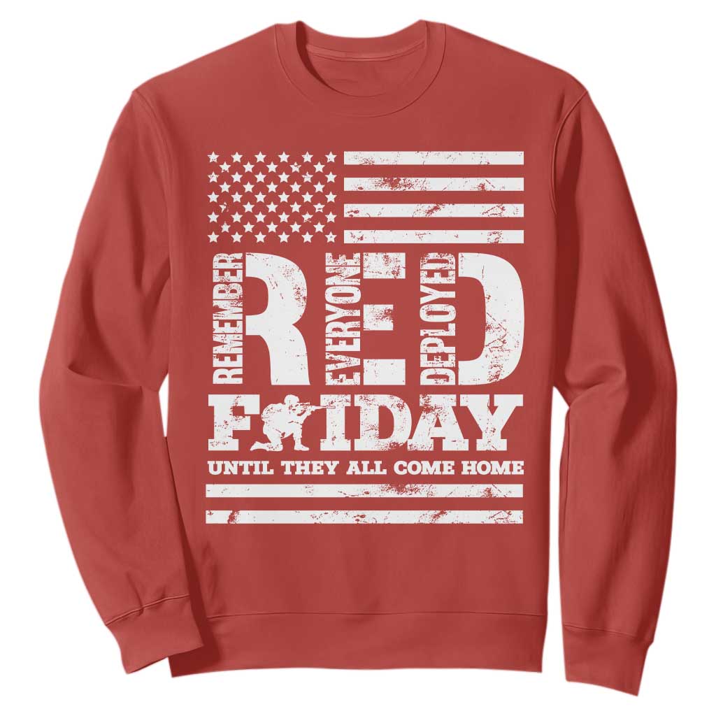 RED Friday Sweatshirt Remember Everyone Deployed Until They All Come Home Military USA Flag TS11 Red Print Your Wear