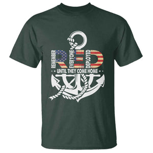 RED Friday T Shirt - Until They Come Home Anchors American Flag Star Military Support Tee TS11 Dark Forest Green Print Your Wear