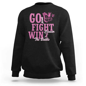 Breast Cancer Awareness Sweatshirt Go Pink Fight Cancer Win The Battle Pink Ribbon Butterfly TS11 Black Print Your Wear