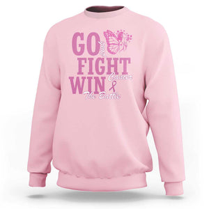 Breast Cancer Awareness Sweatshirt Go Pink Fight Cancer Win The Battle Pink Ribbon Butterfly TS11 Light Pink Print Your Wear