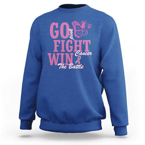 Breast Cancer Awareness Sweatshirt Go Pink Fight Cancer Win The Battle Pink Ribbon Butterfly TS11 Royal Blue Print Your Wear