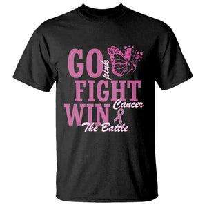 Breast Cancer Awareness T Shirt Go Pink Fight Cancer Win The Battle Pink Ribbon Butterfly TS11 Black Print Your Wear