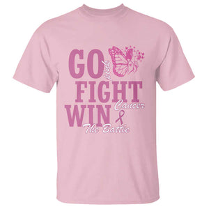 Breast Cancer Awareness T Shirt Go Pink Fight Cancer Win The Battle Pink Ribbon Butterfly TS11 Light Pink Print Your Wear