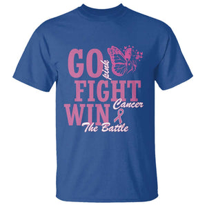 Breast Cancer Awareness T Shirt Go Pink Fight Cancer Win The Battle Pink Ribbon Butterfly TS11 Royal Blue Print Your Wear