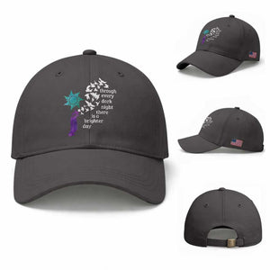 Suicide Prevention Awareness Baseball Cap Through Every Dark Night There Is A Brighter Day Semicolon Sun Feathers TS11 Baseball Cap Universal Fit Dark Gray Print Your Wear