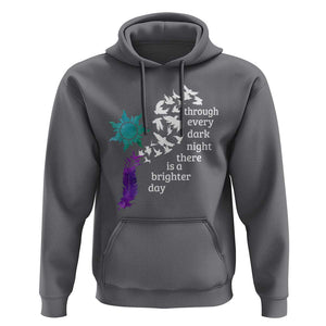 Suicide Prevention Awareness Hoodie Through Every Dark Night There Is A Brighter Day Semicolon Sun Feathers TS11 Charcoal Print Your Wear